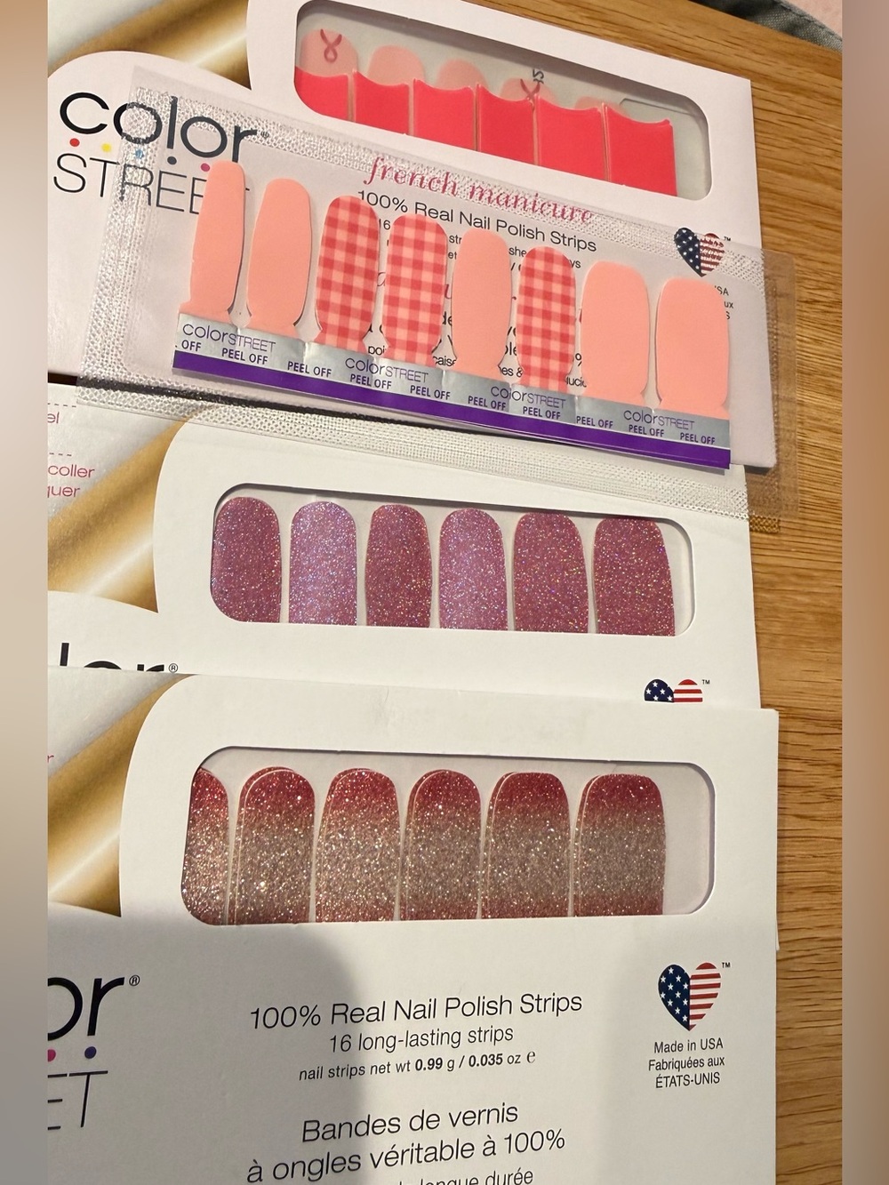 Bundle of 4 Packs Color St. nail wraps, breast cancer awareness, glitter, print